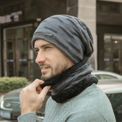 Hat Men Fleece Lined Padded Warm Keeping Knitted Hat Winter