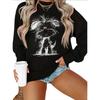 Women's Loose Crew Neck Sweatshirt Printed Fashion Sweatshirt Autumn and Winter Long Sleeve Crew Neck Sweatshirt