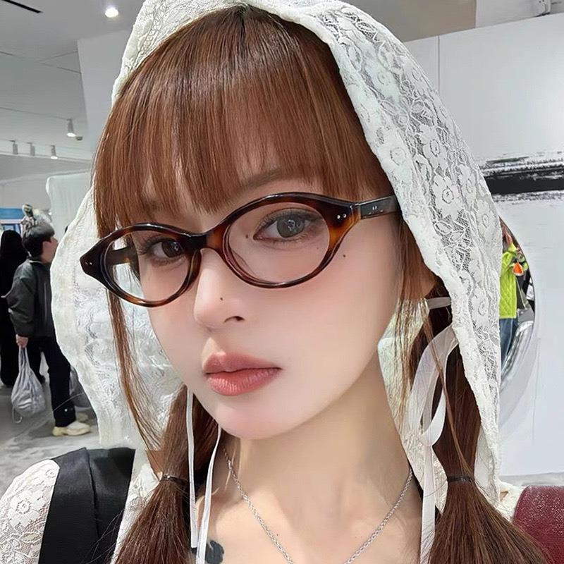 Fashion Small Oval Sunglasses Designer Colored Lenses Sun Shade Eyewear for Women Eyeglasses Anti Blue Light Computer Glasses