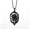 Victorian Black and Red Rose Cameo Necklace