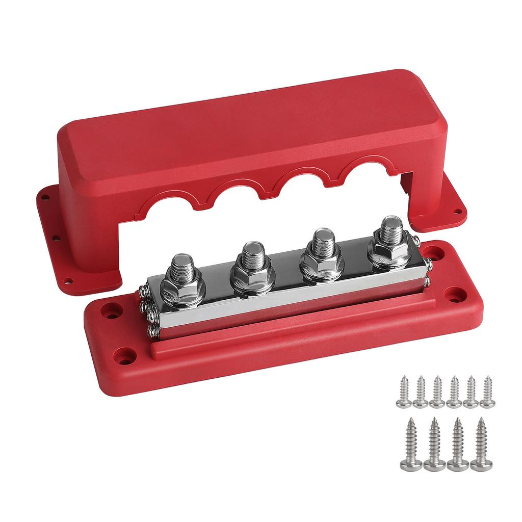 Heavy Duty 600A Bus Bar Power Distribution Block Busbar Box (3/8") Terminals Studs Module Design 48V