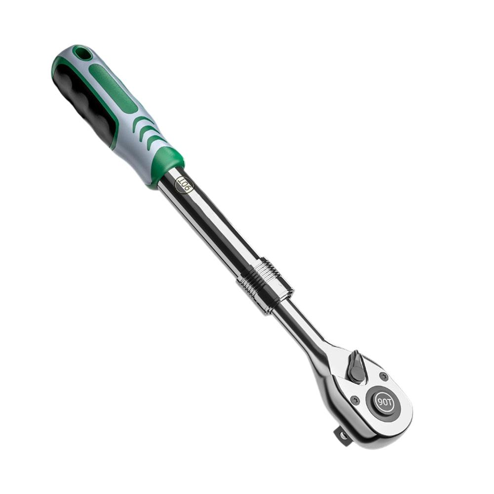 Adjustable 1/2 Retractable Ratchet Wrench with Secure Socket Retention and Ergonomic Design for Efficient Work