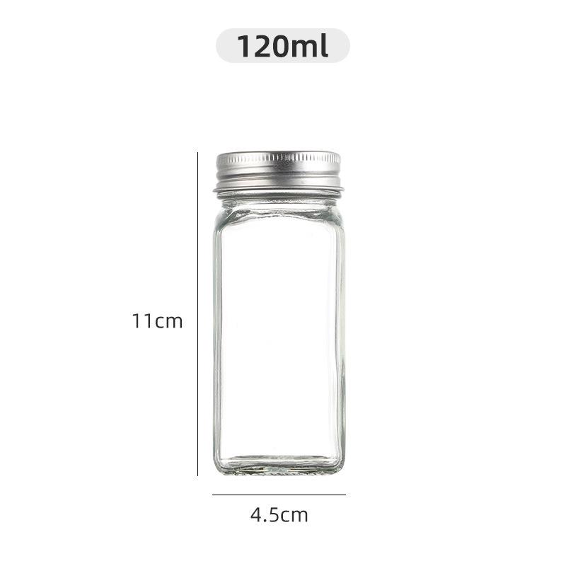 Sealed Square Glass Seasoning Jar with Wooden Lid for Outdoor BBQ