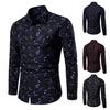 Men Shirt Leaf Print Single-breasted Streetwear Slim-fitting Buttoned Shirt for Spring Summer Autumn Winter
