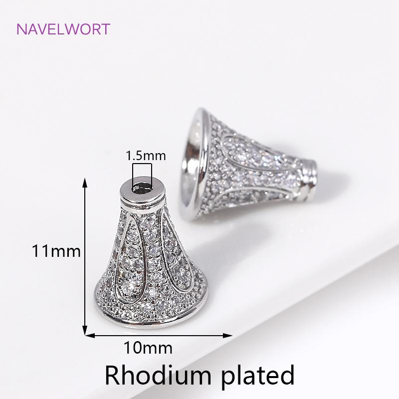

Separators For Beads,18K Gold Plated Inlaid Zircon Conical Beads Caps Tassel Caps,DIY Bracelet Earring Jewelry Making Fittings 1 piece
