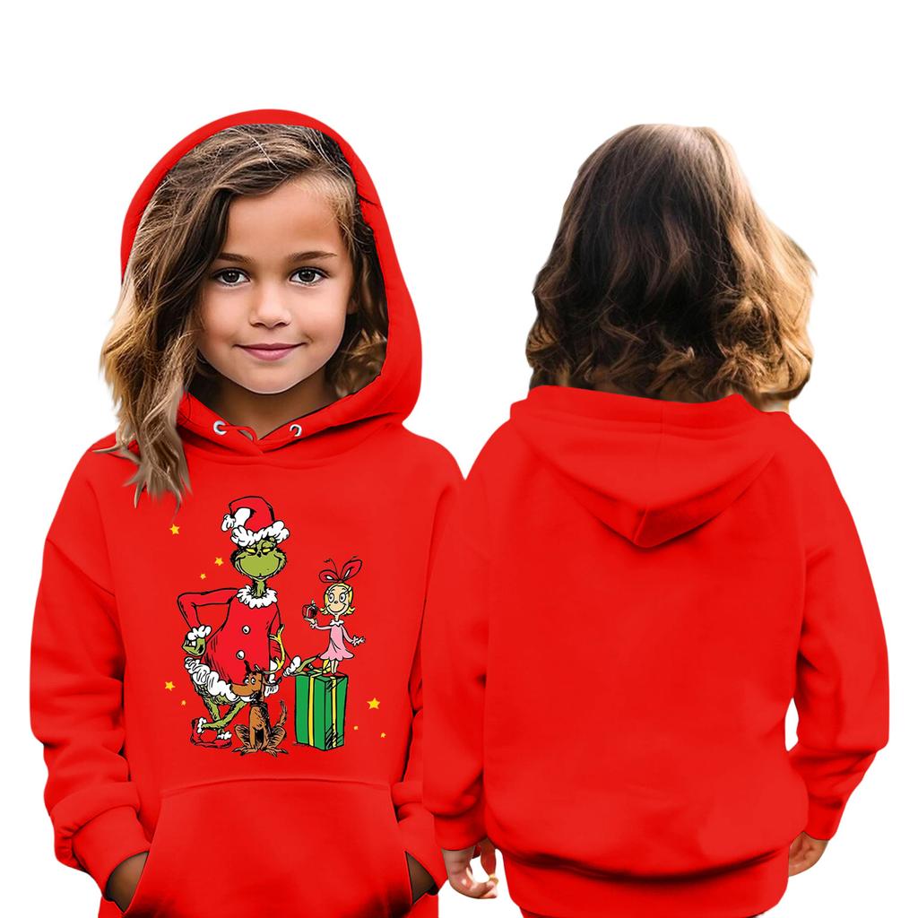 Bluza dziecięca świąteczna z długim rękawem, lekka, swobodna, luźna i wygodna, dziecięca bluza z kapturem