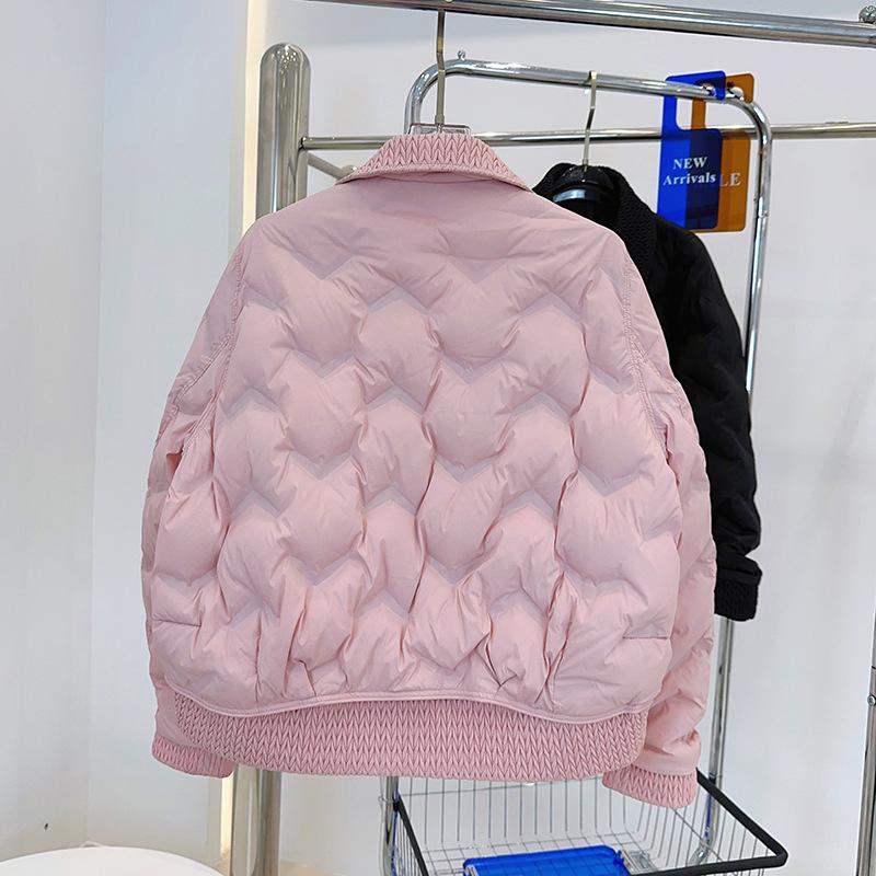 Xiaoxiangfeng Down Jacket Women's Short New Loose Lapel Pressed Glue Medium Thick Warm Winter Coat