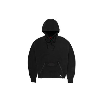 Wings Logo Drawstring Hoodie Sweatshirt Asian Version Women Tops Black CQ6672-010