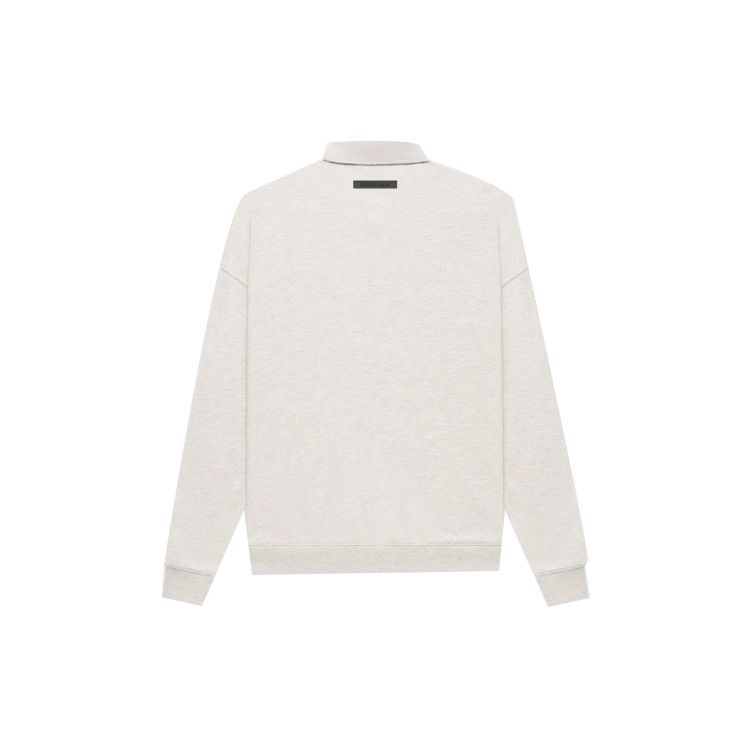 Fear of God Essentials Fw21 Embroidered Logo Solid Long Sleeve Polo Unisex Tops Light-Oatmeal FOG-FW21-140