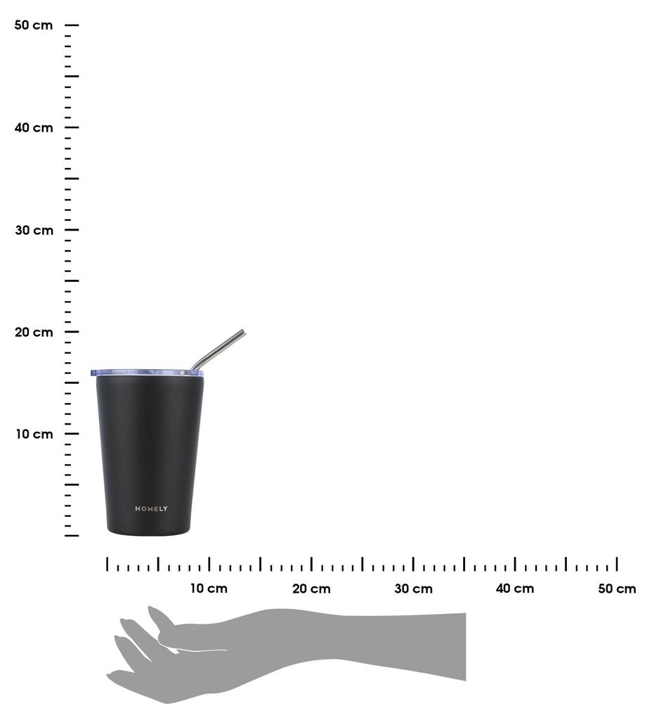 Czarny Kubek Termiczny Ze Słomką 400 Ml Midnight Black