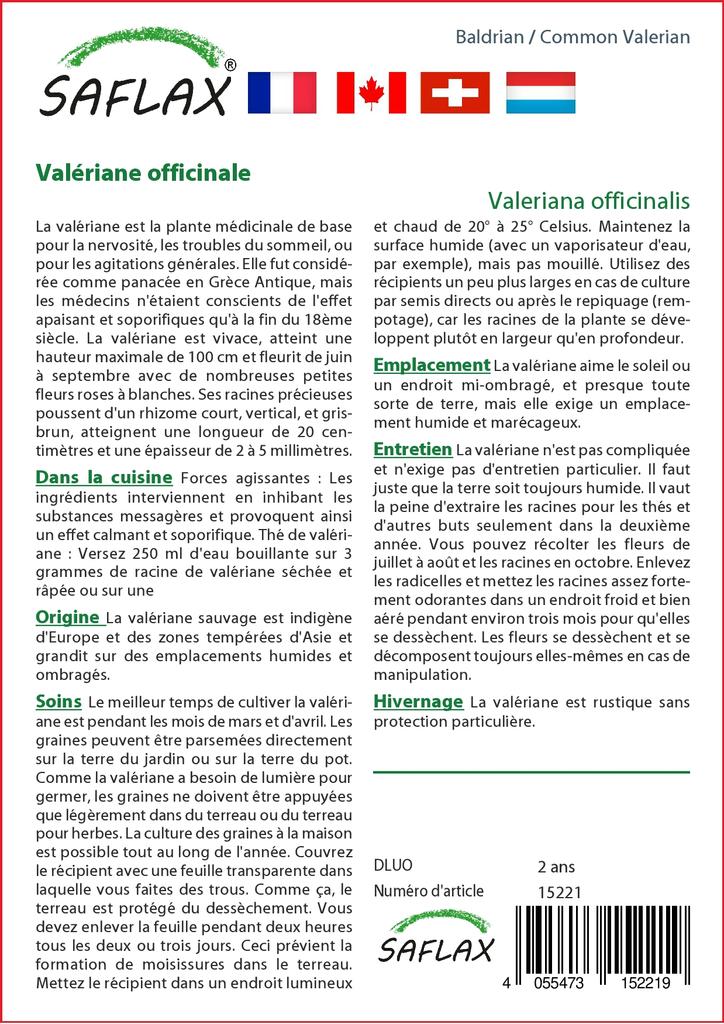 SAFLAX Garden In the Bag - Common Valerian - 200 Seeds - With Substrate In a Fitting Stand Up Bag - Valeriana Officinalis