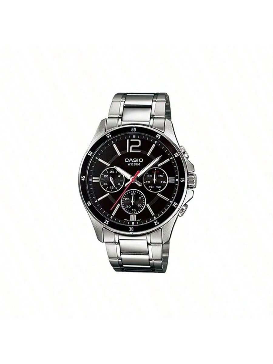 

STANDARD Series Waterproof Quartz Movement Stainless Steel Strap Japanese-Korean Style Men s Watch with Black Dial MTP-1374D-1A чорний