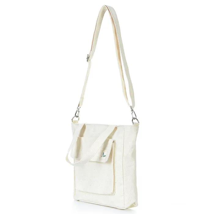 Cotton One-Pocket Crossbody Bag Ivory