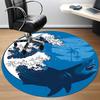 1PC Ocean Waves Office Round Area Rug, Mat Suitable For Office, Under Office Chairs Bedroom Living Room Home Decor, Room Deco