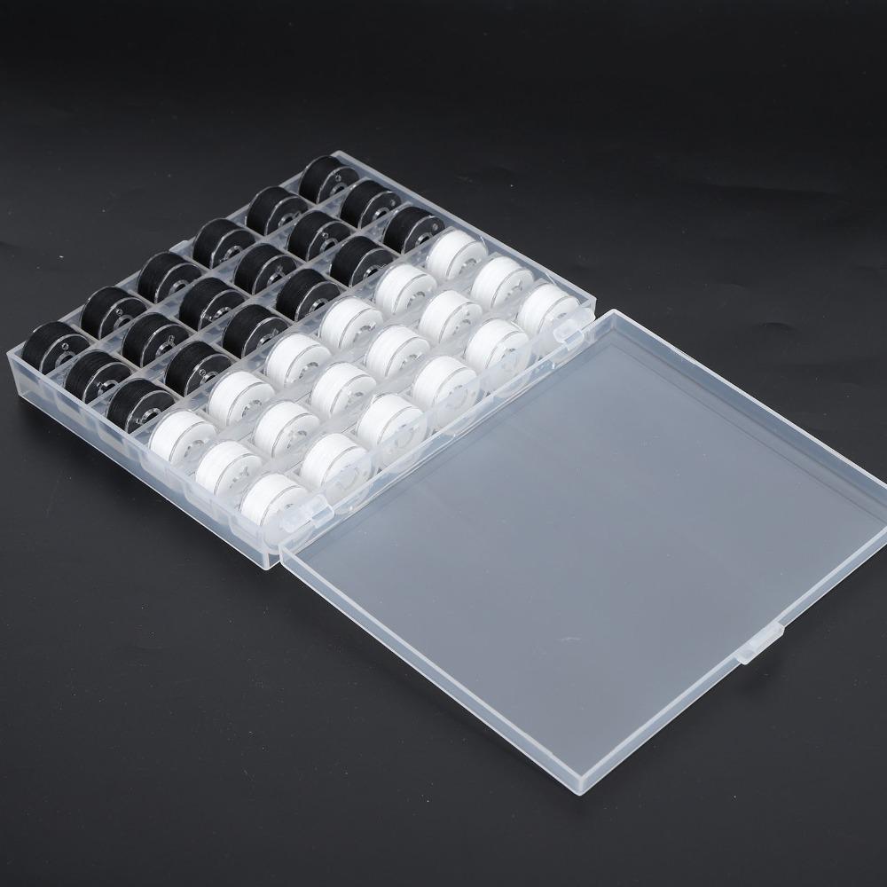 36pcs Transparent Bobbins Box Set White And Black Plastic Bobbin Case For Sewing Machines