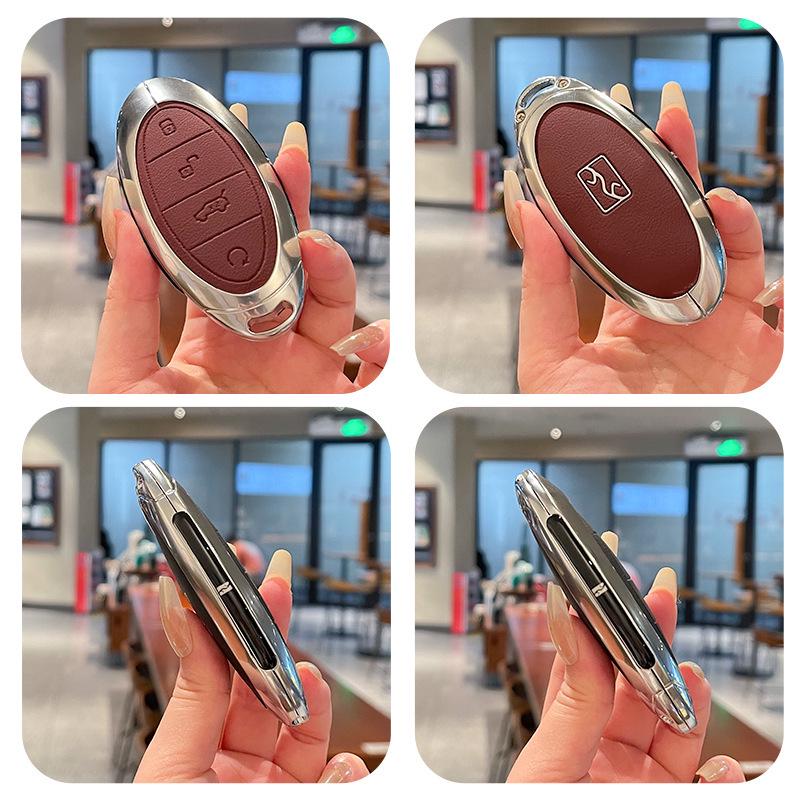2025 BYD Yangwang U8/U7/U9 Key Case: Metal & Leather Car Remote Protection Shell