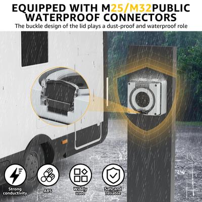 IP66 Waterproof 50 Amp RV Power Outlet Box RV Multifunction Receptacle Panel With Dust Cover for RV Camper Traile
