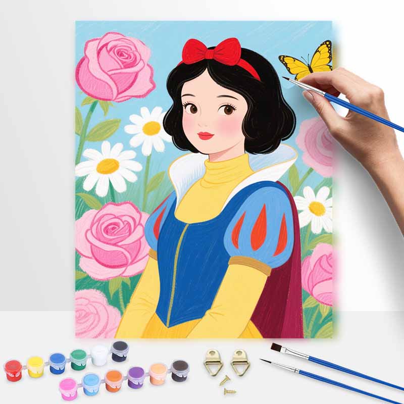 Disney Snow White Paint by Numbers Painting Art Kit Floral Butterfly Home Decor Gift