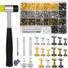 240 Set Leather Rivets, 4 Colors 3 Sizes Double Cap Rivet, Rivets for Leather with 3 Pcs Setting Tools for Leathercrafting Repair Decoration DIY Proje
