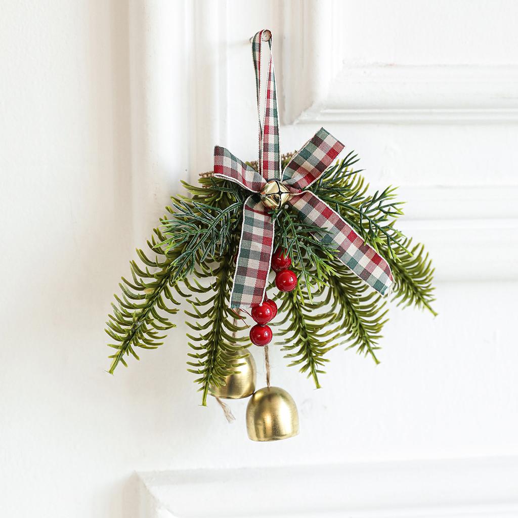 Christmas Bell Leaf Bow Door Hanging Wall Hanging Wind Chime Christmas Tree Pendant Decoration Scene Layout