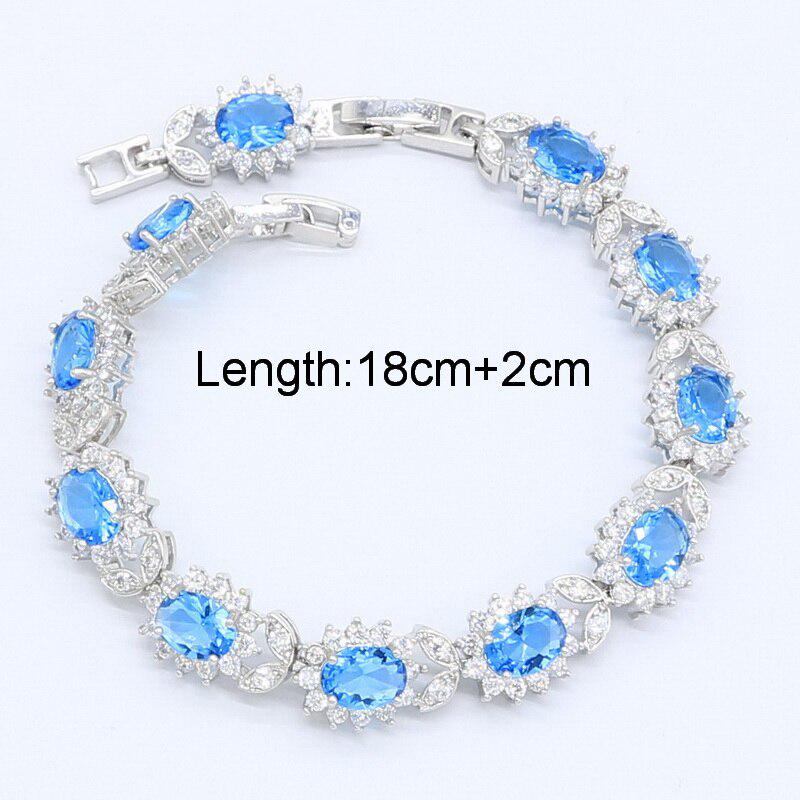 WPAITKYS Light Blue Zircon Silver Color Jewelry Sets For Women Wedding Earrings Ring Necklace Bracelet