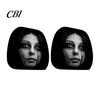 Universal Fit Auto Accessories 2PCS Car Headrest Cover with Scary Face Printing, Breathable Stretch Knitted Knit Fabric Dust Cover, Halloween
