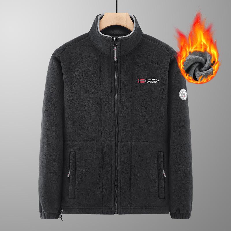 

Флисовая куртка для мужчин и женщин, флисовый кардиган, свободная куртка со стойкой, уличный ветрозащитный и теплый костюм для походов XS чёрный