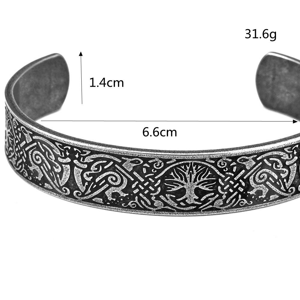 Viking Style Men's Bracelet With Celtic Wolf And Tree Of Life Design Titanium Steel Jewelry