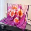Spring and summer thin printing simulation silk brocade sunscreen pink purple flower silk scarf long scarf shawl versatile headscarf scarf