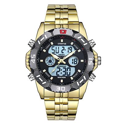 Stryve 8011 Brand Watches Men Quartz Led Male Sport Clock Stainless Steel Luxury Waterproof Digital Watch With Gift Box