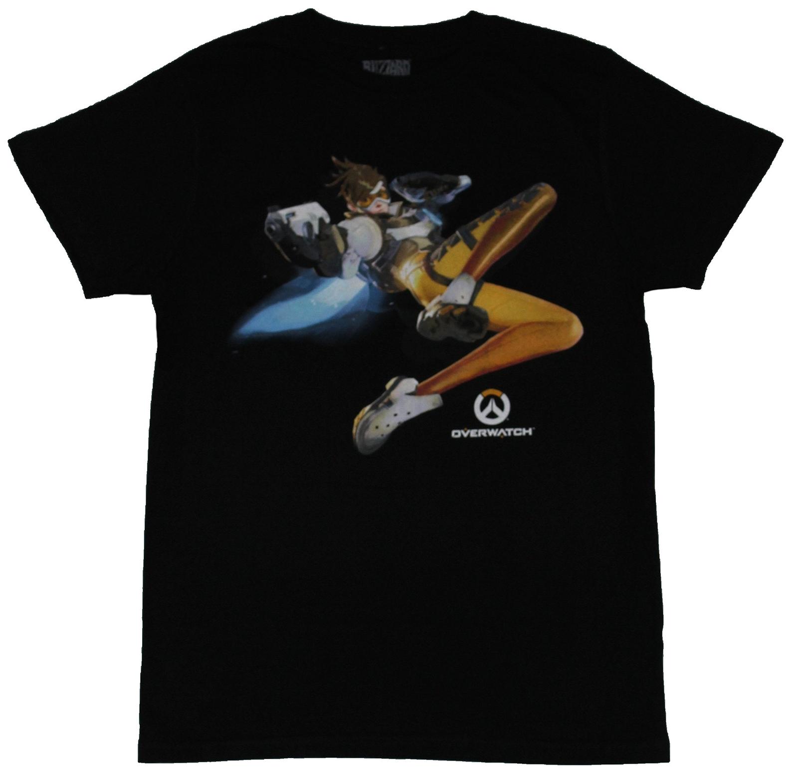 Overwatch Adult New T-Shirt - The Cavaly s Here Diving Tracer Pic S