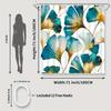 1pc Ginkgo Biloba Shower Curtain - Blue & Gold Design, Moisture-Resistant Polyester, 71x71", 12 Hooks, Easy To Clean