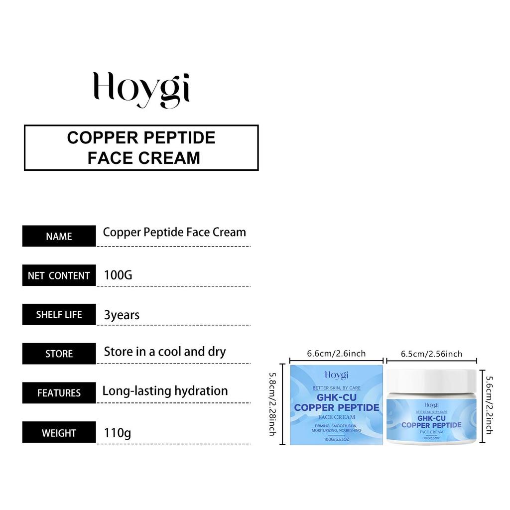 Copper Peptide Face Cream, Hydrating & Nourishing, Smooth & Elastic, Non-Sticky