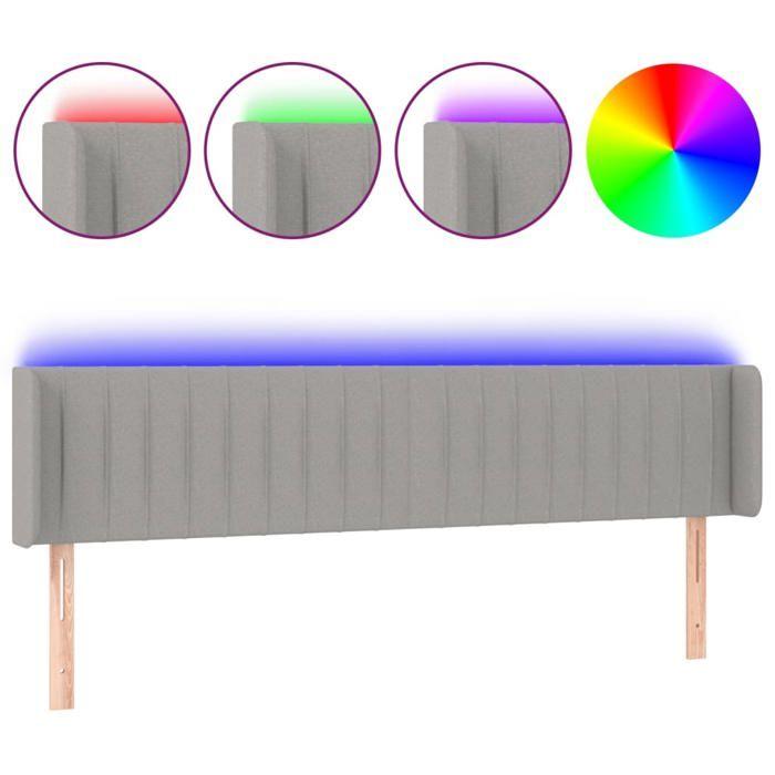 VidaXL LED Headboard Bedroom Furniture Double Bed Accessory Head of Bed Frame Interior Light Grey 3123496