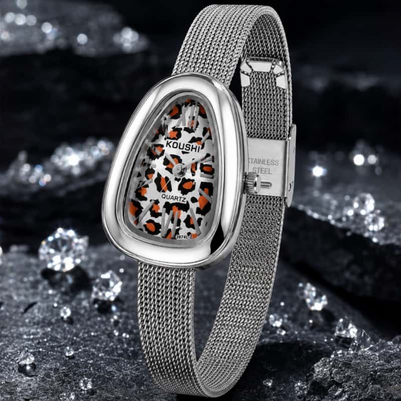 Unique Snake Shape Leopard Dial Ladies Watch Luxury Mesh Bracelet Women Quartz Analog Wristwatch Fashion Dress Female Clock Gift