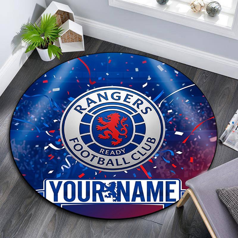 Custom Name Rangers FC Round Area Rug,Carpet Rug for Living Room Bedroom Sofa Playroom Decor,Non-slip Floor Mat