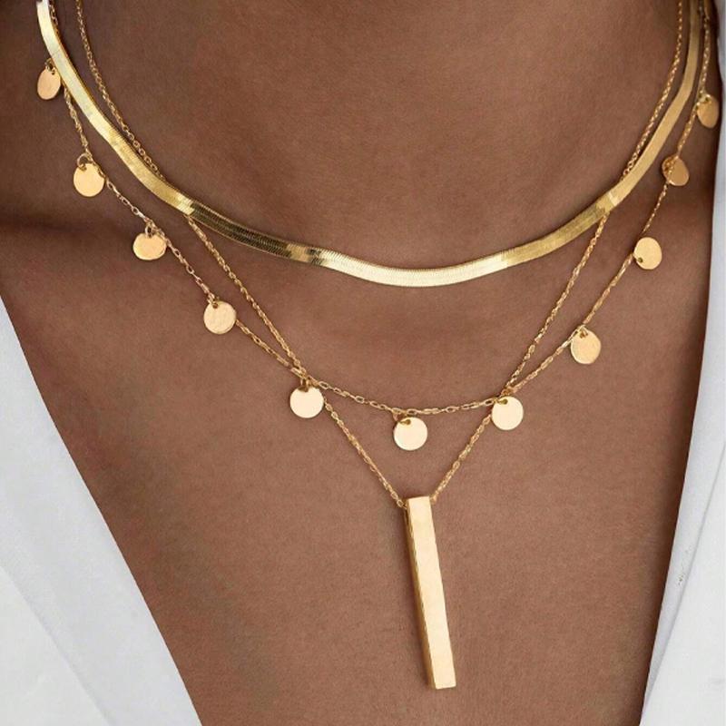 

3Pcs Vintage Elegant Multilayer Cross Pendant Necklace Set For Women Boho Gold Color Snake Chain Necklace Exquisite Jewelry Gift