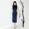 Blue sleeveless national style new Chinese Suzhou long cheongsam improved young women's high sense can be worn daily in summer