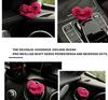 Hand-Knitted Rose Red Heart Rearview Mirror Ornament - Cute Wool Pendant for Car Interior