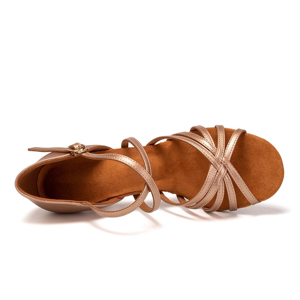 Fashion Women's Latin Dance Shoes Tango Cha Cha Ball Party PU Leather Dancing Shoes Middle Heel 6.5cm