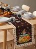 Thanksgiving Autumn Straw Man Linen Table Runner for Table Decor Fall Pumpkin Maple Leaf Kitchen Dining Table Runners Home Decor