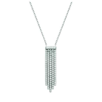[Q4185] - Colar prata 'Sissi' branco prateado (ródio) - 37x10 mm