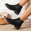 Damen Stiefeletten Klobiger Absatz Plateau Britischer Stil Stiefel Damen Dicke Sohle Bequeme Schuhe Herbst Winter Lässige Chelsea Boots