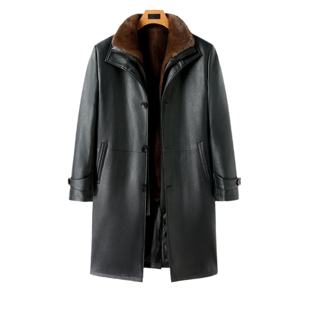 Winter Nieuwe Eén Kleding Drie Dragen Leren Jas Heren Nano Nerts Afneembare Voering Lang Knielengte Verdikte Leren Jas Heren