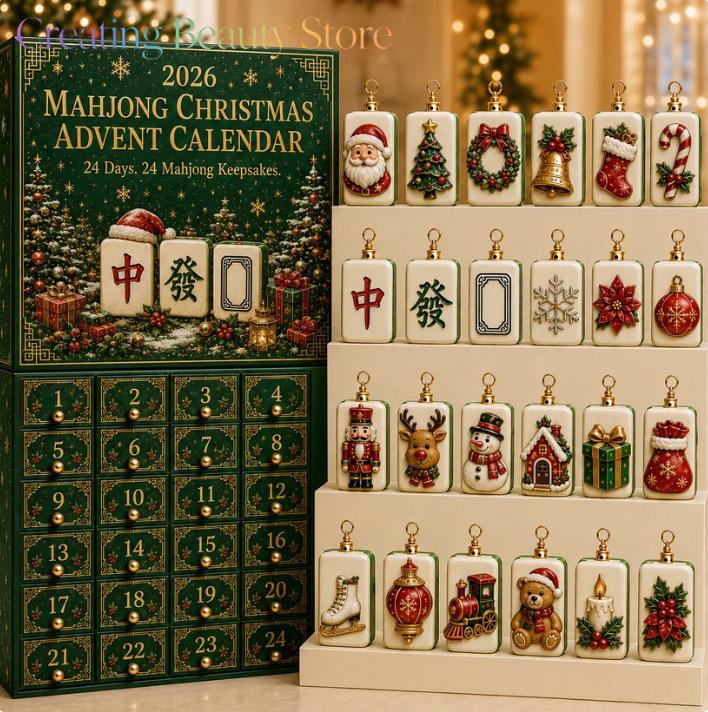 2027 Louskáček Adventní kalendář Slepá krabička Santa Claus Vánoční Mahjong Adventní kalendář Odpočet 24 dnů