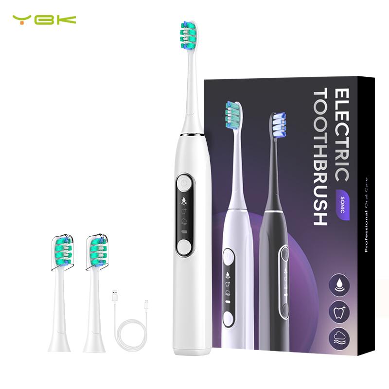 YBK Waterproof Ultrasonic Sonic Electric Toothbrush USB Wireless Rechargeable Soft Teeth Whitening Brush for Household Use