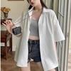 Damen Weiß Kurzarm Knopfleiste Hemd Locker Lässig Bluse Top