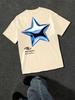 Metallic Blue 3D Star Graphic Print on Premium Soft 100 Cotton Unisexs T Shirt Perfect for Summer Urban Streetwear Style