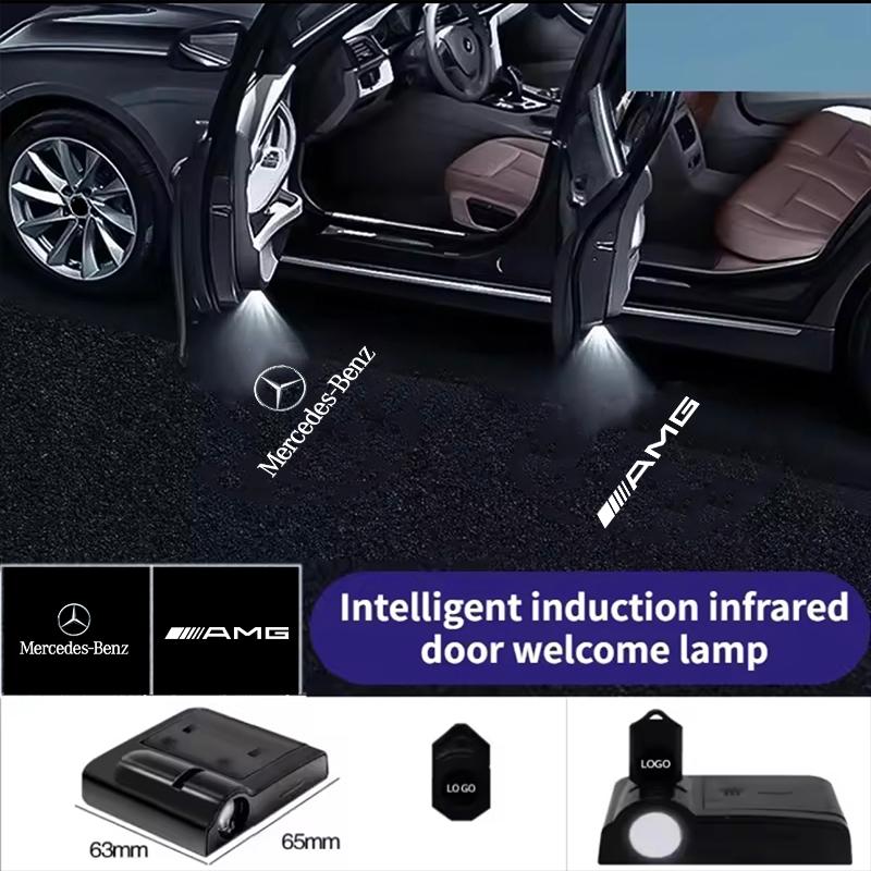 2Pcs HD Led Welcome Light Car Door Projector Lamps For Mercedes Benz AMG A B C E G W211 W203 W204 C260 E300L A200L GLC300 CLA SL1