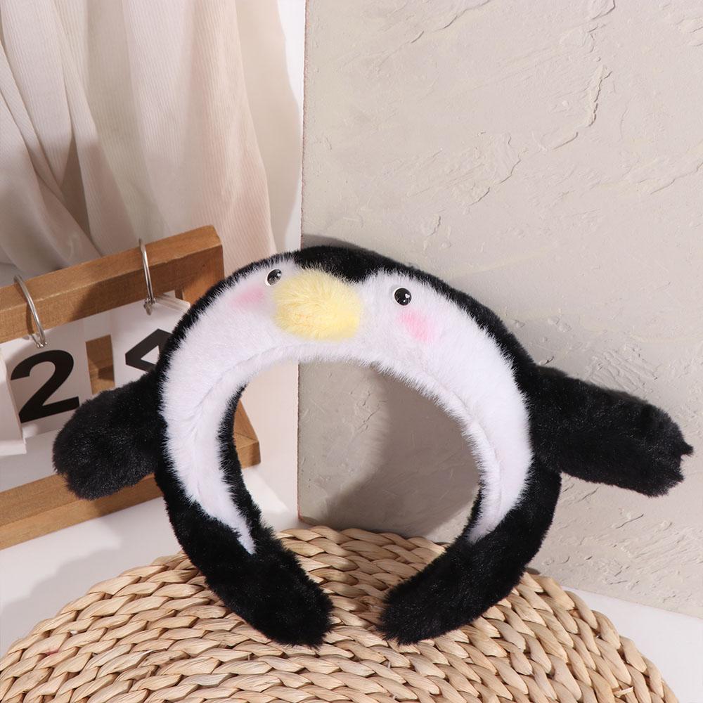 Non-slip Cartoon Headband Plush Doll Penguin Hair Hoop Hair Accessories Plush Hairband  Makeup